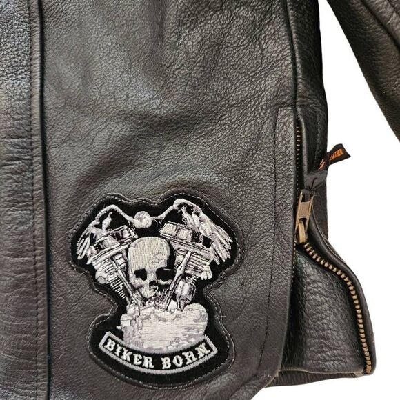 Vance Leather Jacket Mens 3XL Biker Skulls Reflective Full Zip Motorcycle - Picture 3 of 9